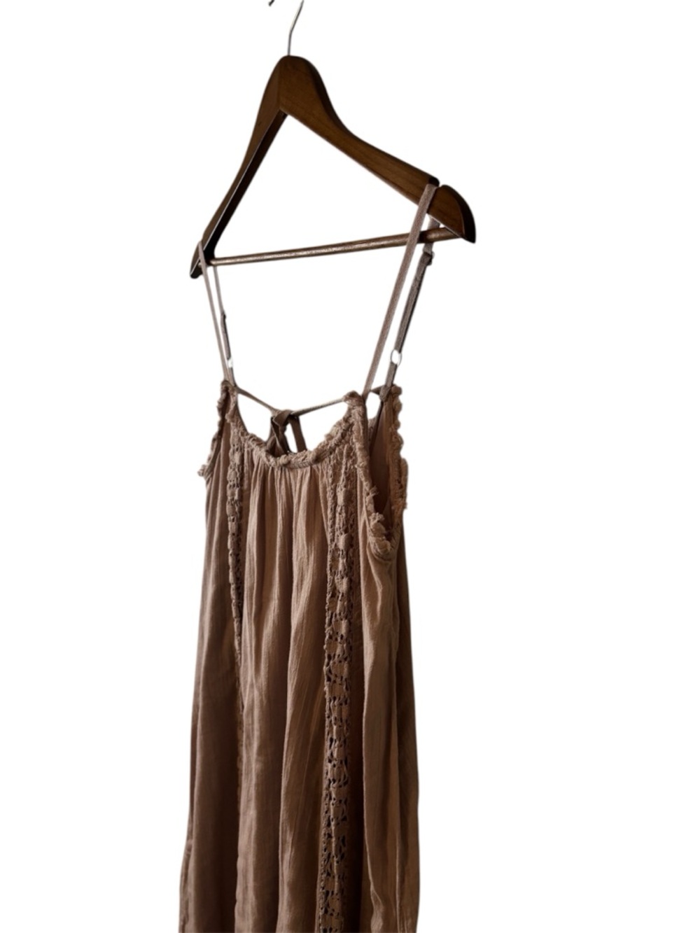 Aerie Dusty Rose CrochetTrim Maxi Dress Size XS 100% Cotton - Picture 7 of 10
